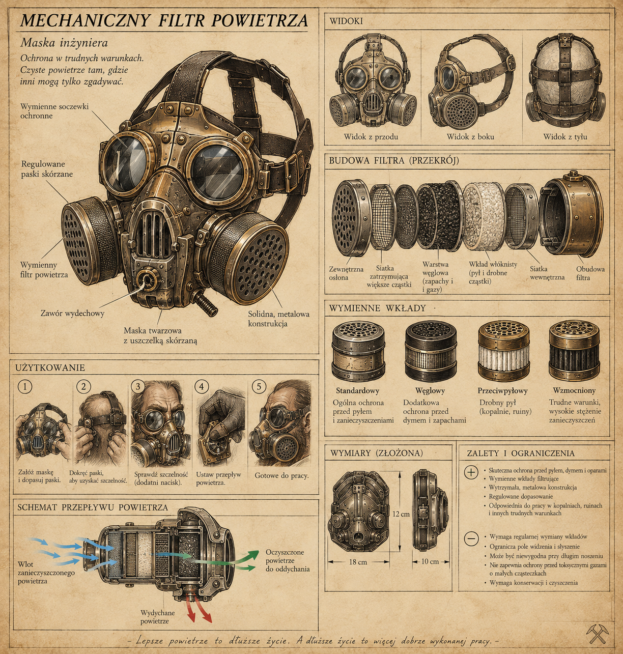Schemat mechanicznego filtra powietrza